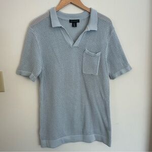 Art of Rhetoric Blue Mesh Knit Shirt Dress